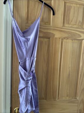 Fashion Nova Lilac Satin Cowl Mini Dress